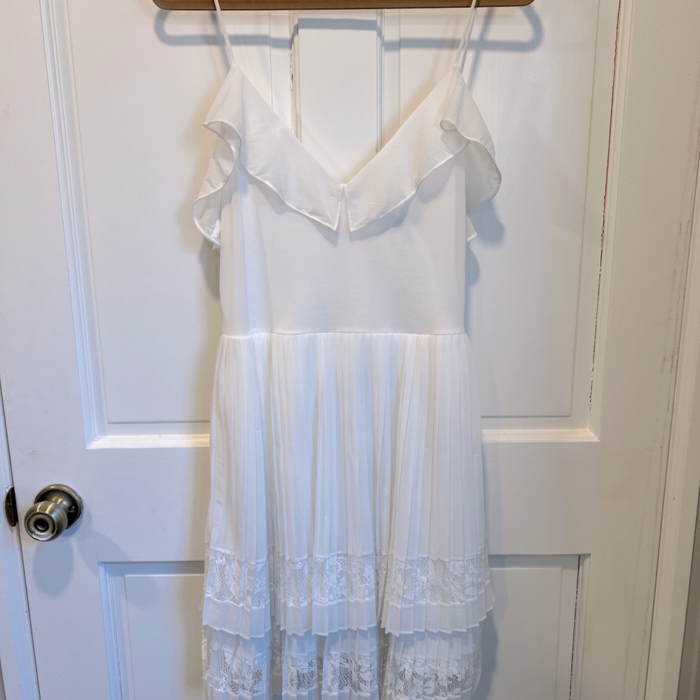 French Connection Slinky White Lace Slip Dress
